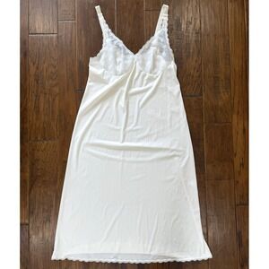 Vintage 70s Vanity Fair Midi Babydoll Top Dress Gown 36 M Ivory Lace Made in USA